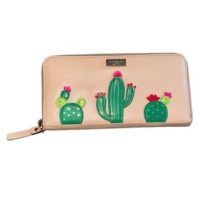 Kate Spade Pink Wallet with Green Cactus Design